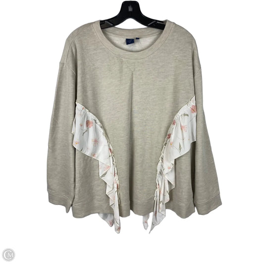 Sweatshirt Crewneck By Kaari Blue In Beige, Size: 2x