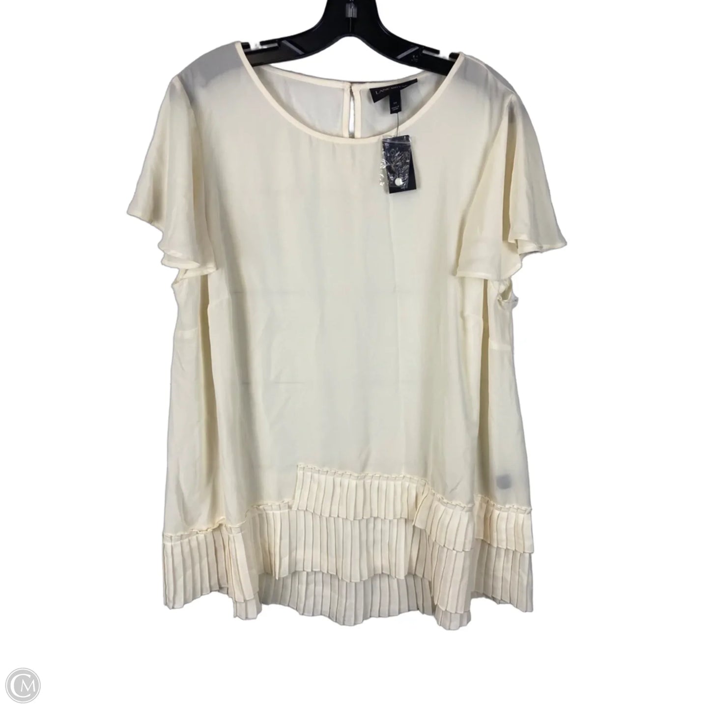 Top Short Sleeve By Lane Bryant In Cream, Size: 16