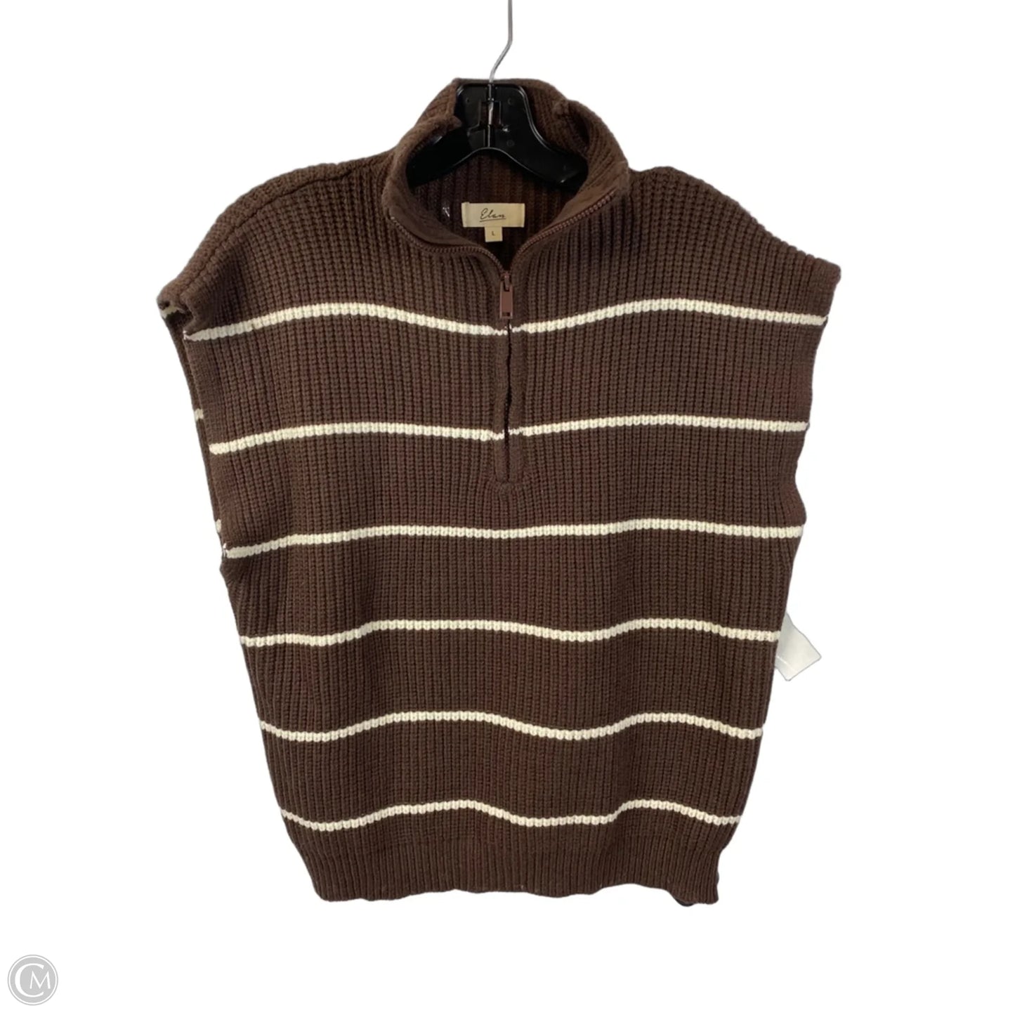 Vest Sweater By Elan In Striped Pattern, Size: L