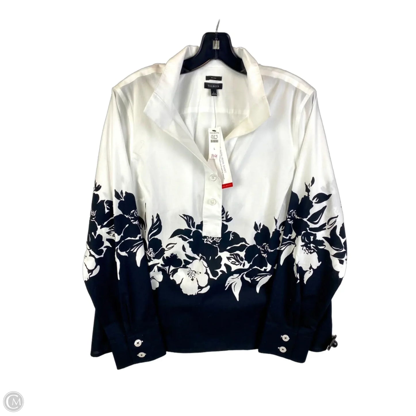 Top Long Sleeve By Talbots In Black & White, Size: L