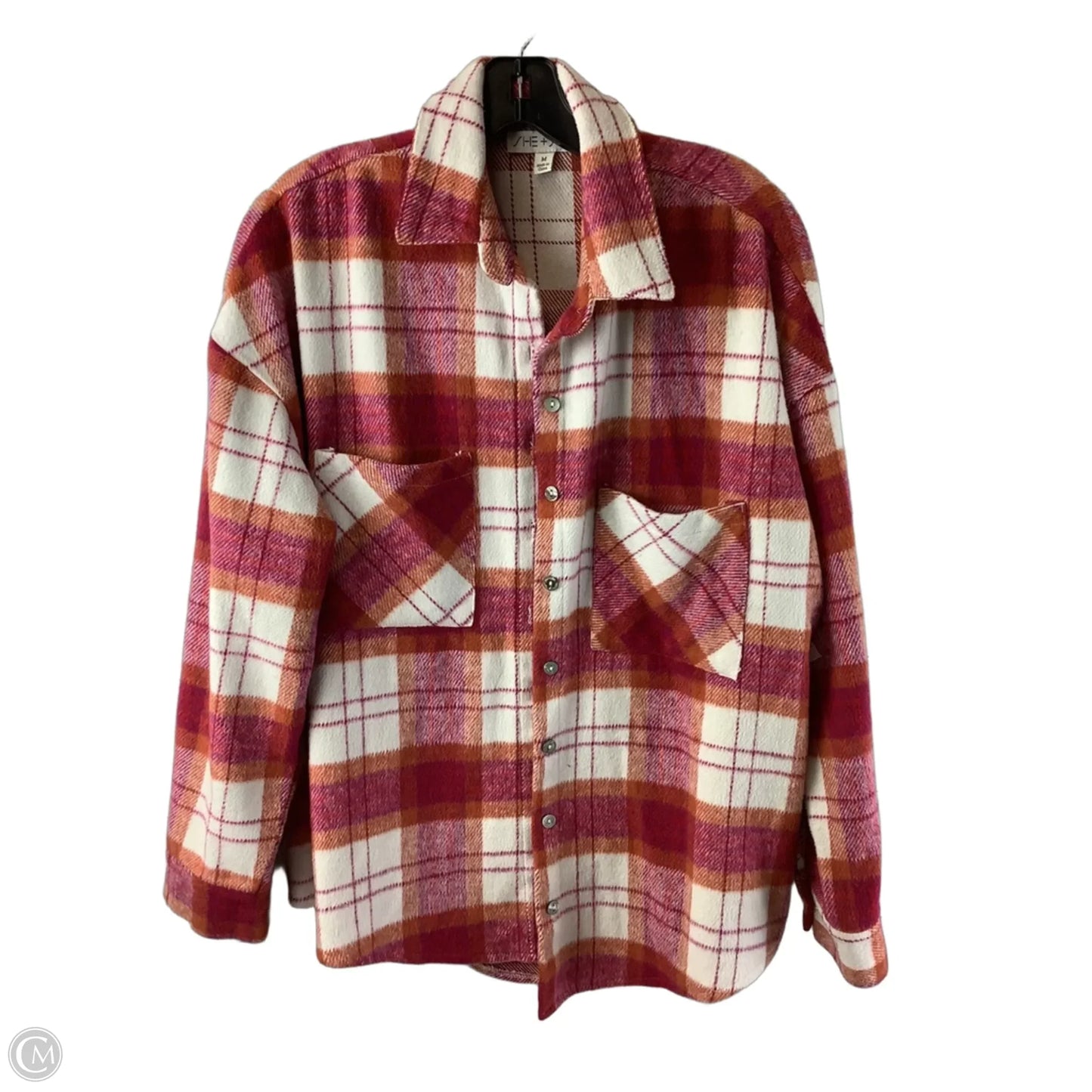 Jacket Shirt By She + Sky In Plaid Pattern, Size: M