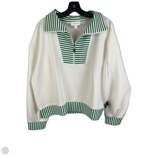 Sweatshirt Collar By Entro In Green & White, Size: L
