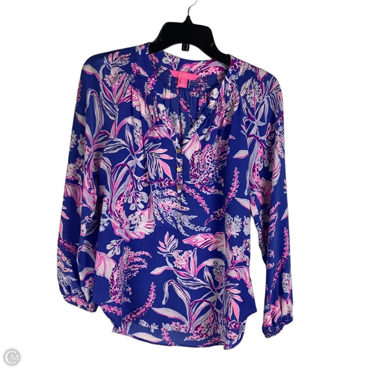 Top Long Sleeve Designer By Lilly Pulitzer In Blue & Pink, Size: Xs