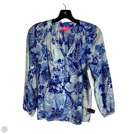 Top Long Sleeve Designer By Lilly Pulitzer In Blue, Size: Xxs