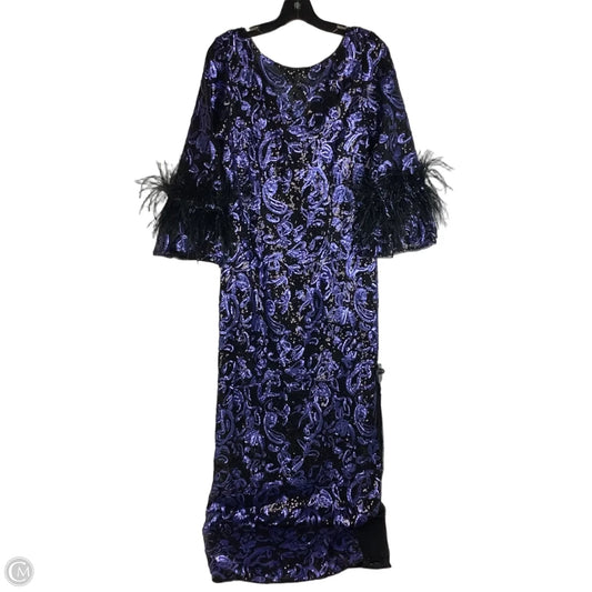 Dress Party Long By Adrianna Papell In Black & Purple, Size: 10
