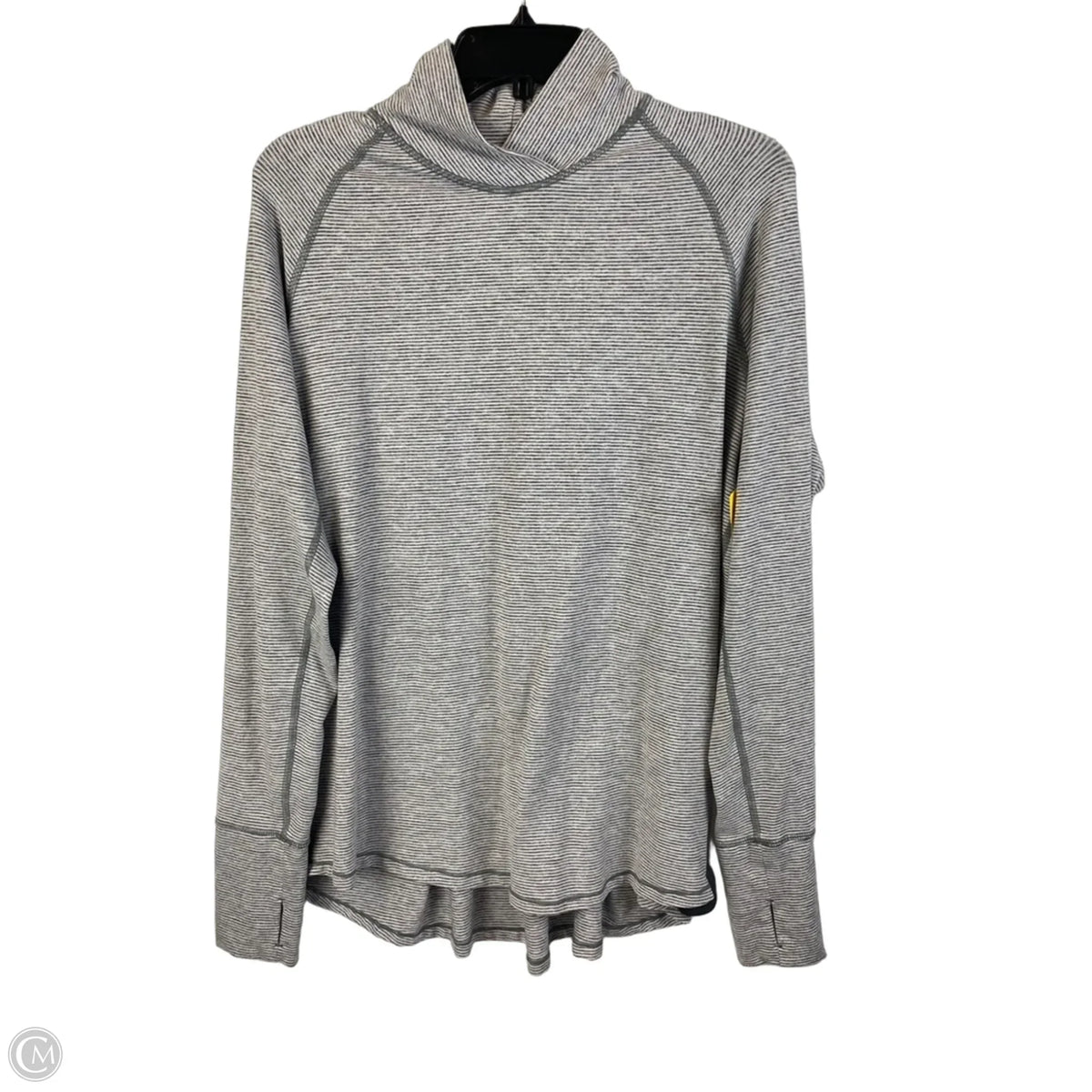 Athletic Top Long Sleeve Collar By Lululemon In Striped Pattern