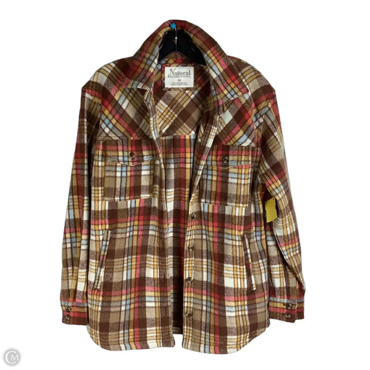 Jacket Shirt By Natural Reflections In Plaid Pattern, Size: M