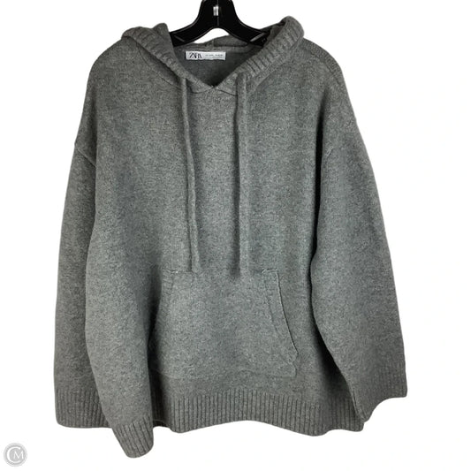 Sweatshirt Hoodie By Zara In Grey, Size: M/L