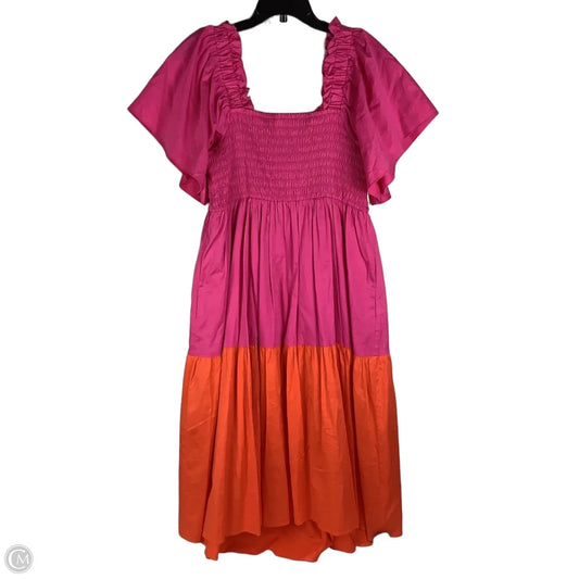 Dress Party Midi By Crosby In Orange & Pink, Size: Xl