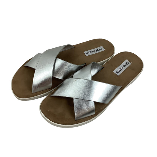 Silver Sandals Flats Steve Madden, Size 9.5