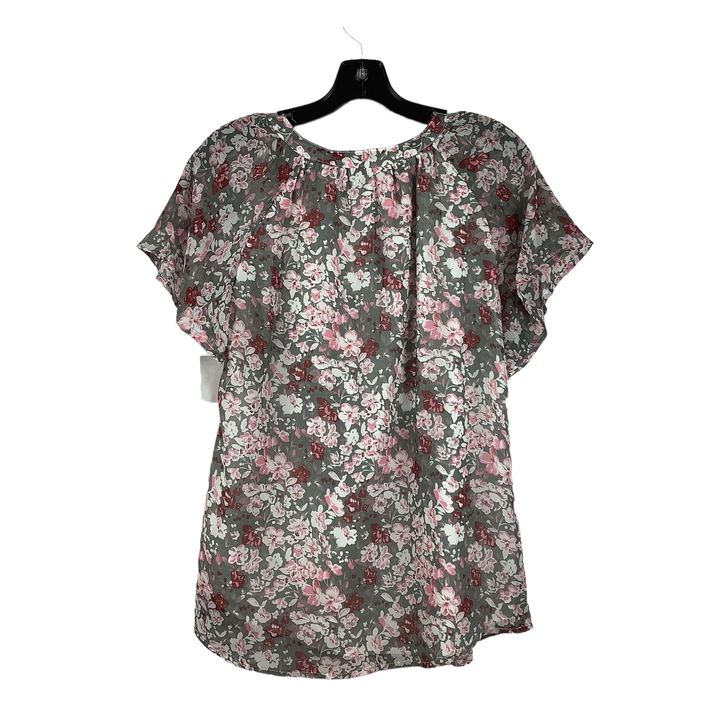 Floral Print Top Short Sleeve Clothes Mentor, Size L