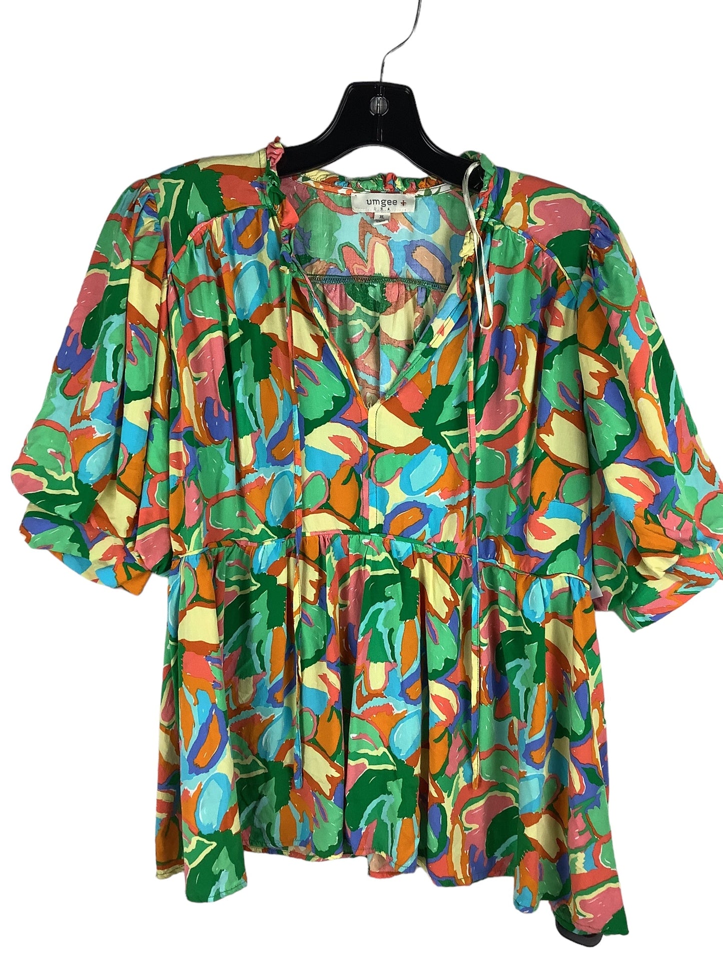 Multi-colored Top Short Sleeve Umgee, Size Xl