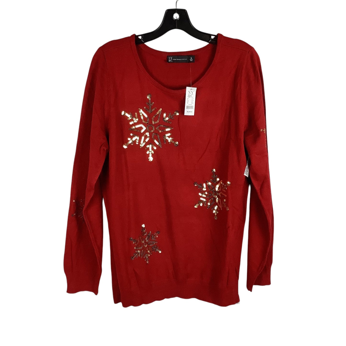 Top Long Sleeve By New York And Co In Red, Size: Xl