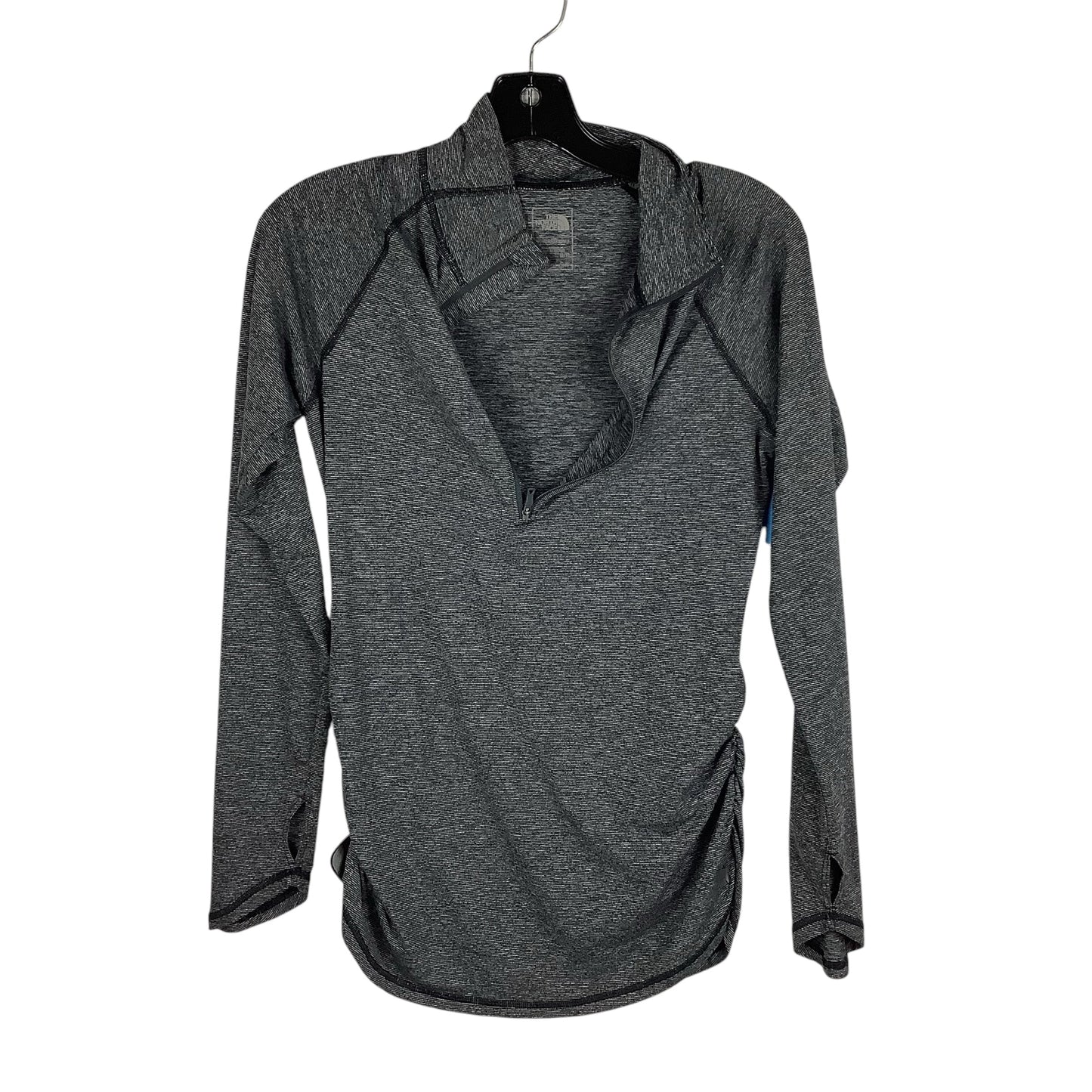 Athletic Top Long Sleeve Collar By The North Face In Grey, Size: S