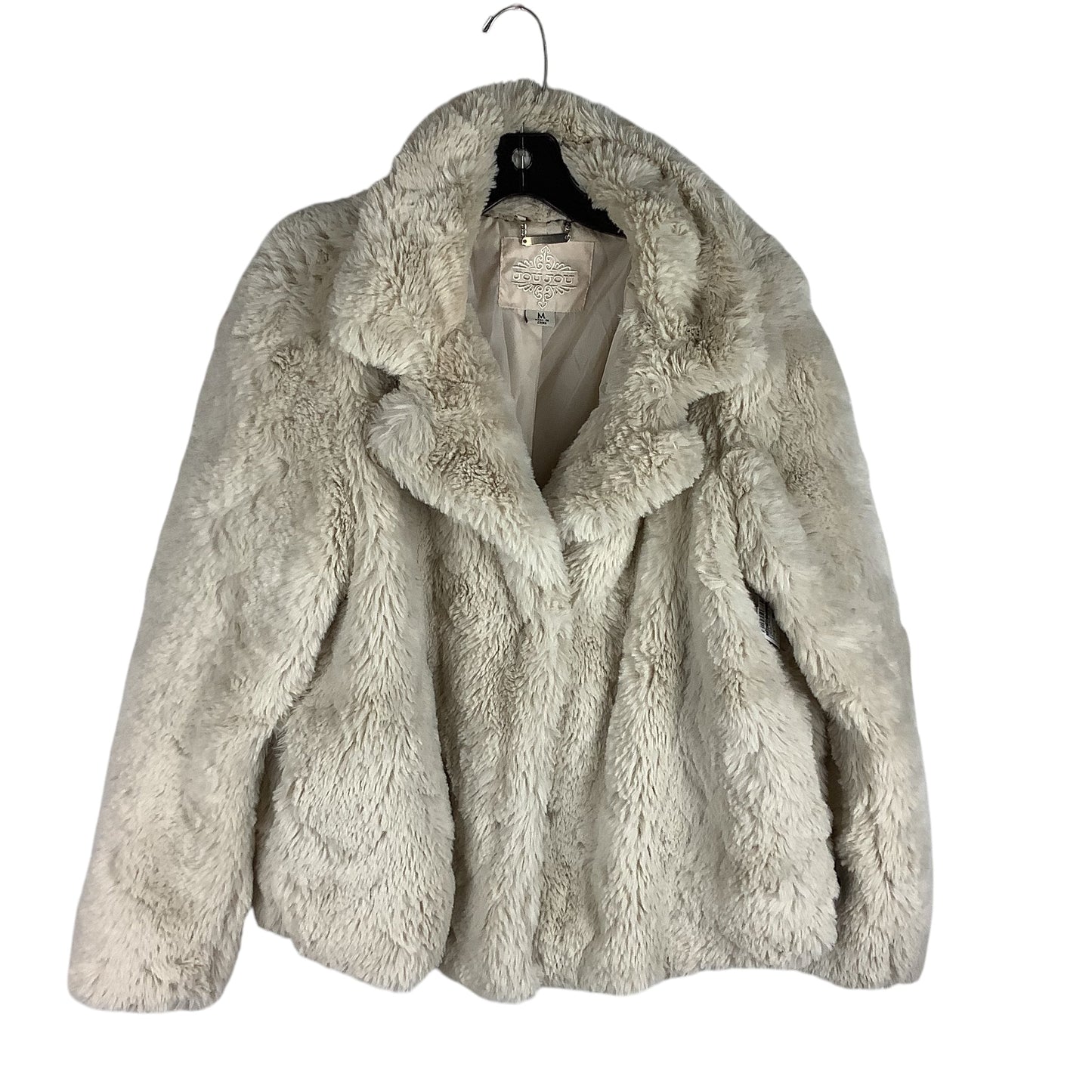 Coat Faux Fur & Sherpa By Jou Jou In Cream, Size: M