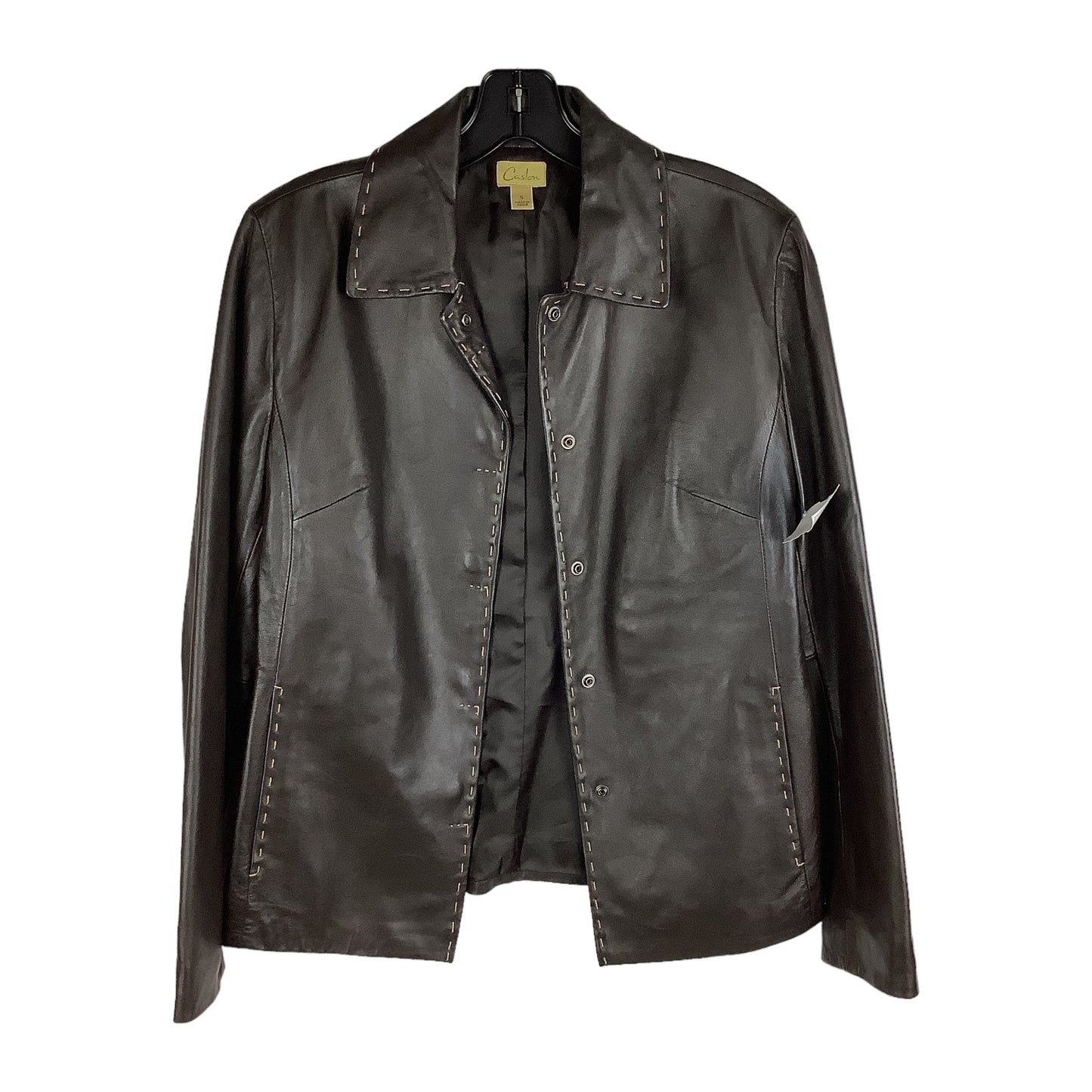 Jacket Leather By Caslon In Brown, Size: S