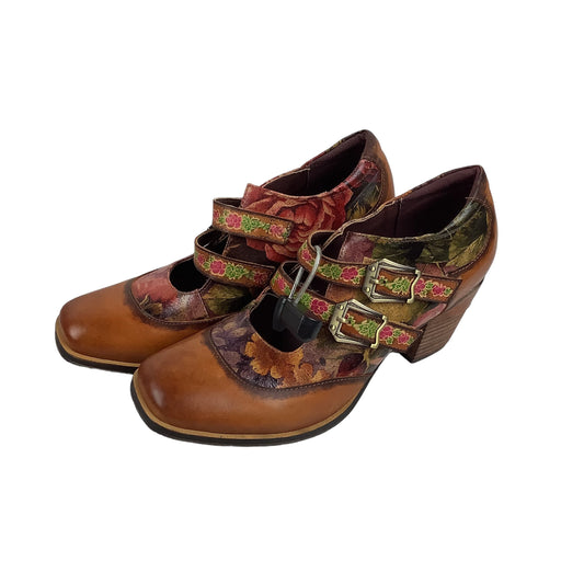 Brown Shoes Heels Block Cmc, Size 6.5 (37)