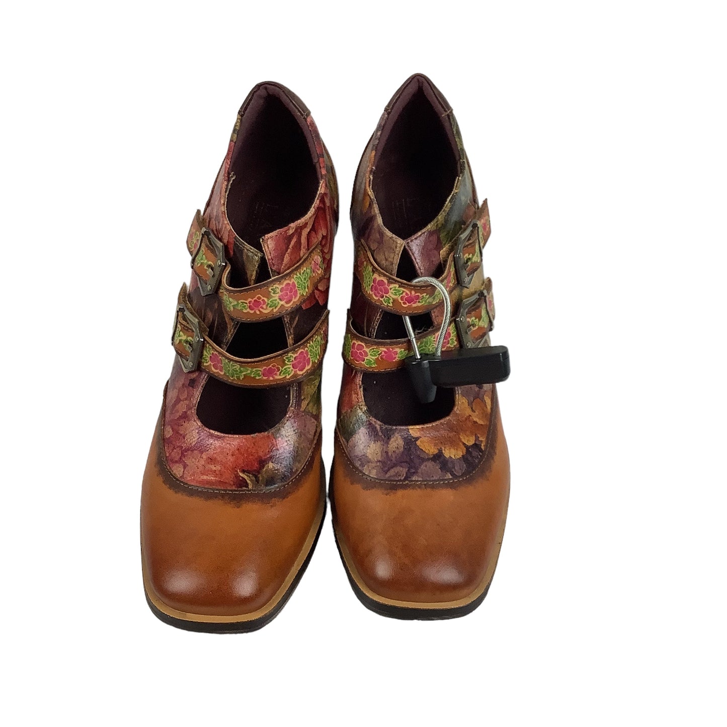 Brown Shoes Heels Block Cmc, Size 6.5 (37)