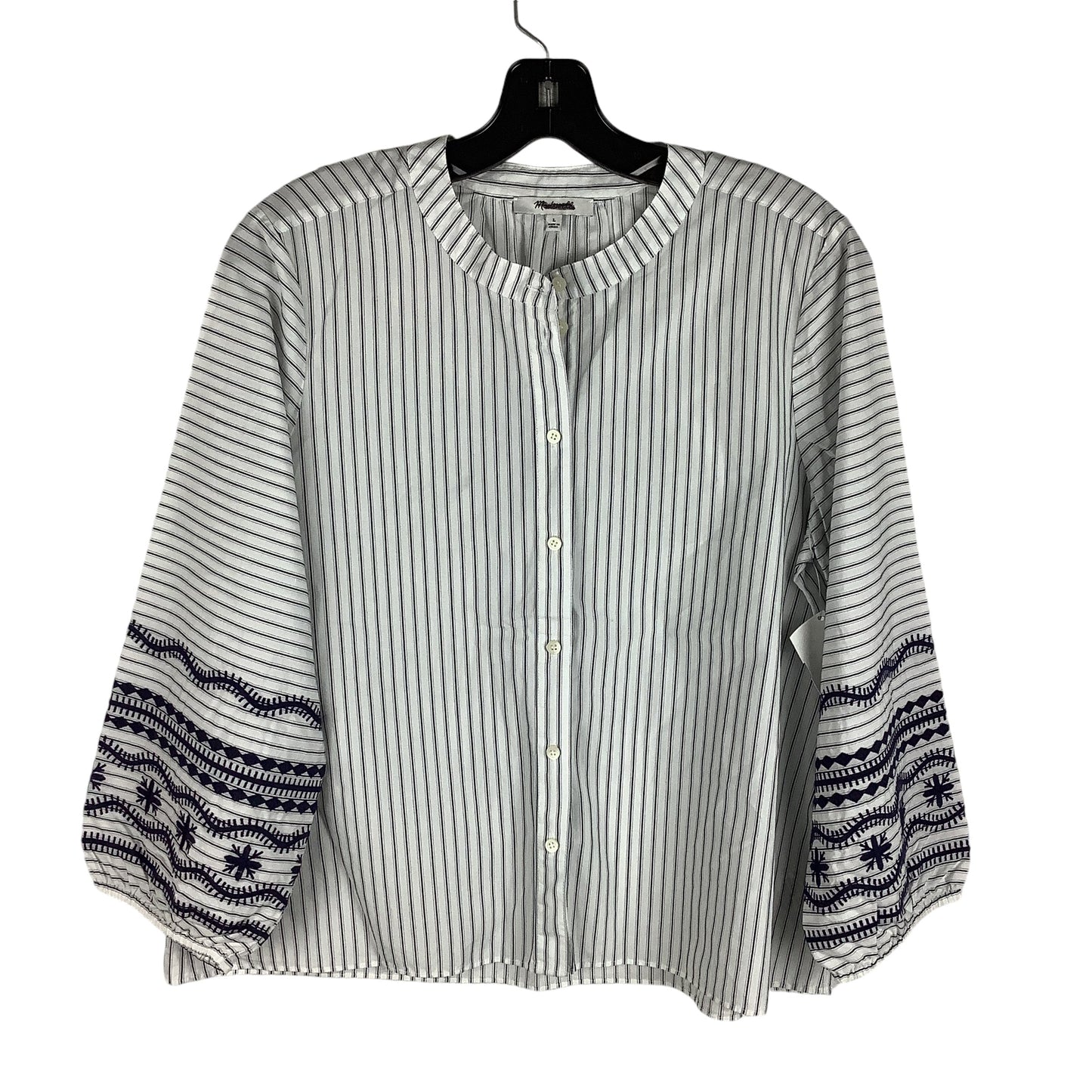 Top Long Sleeve By Madewell In Striped Pattern, Size: L