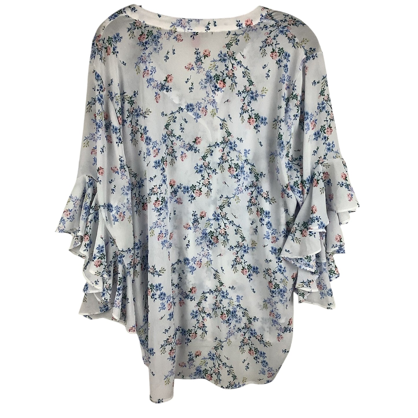 Top Long Sleeve By Vince Camuto In Blue & White, Size: Xl