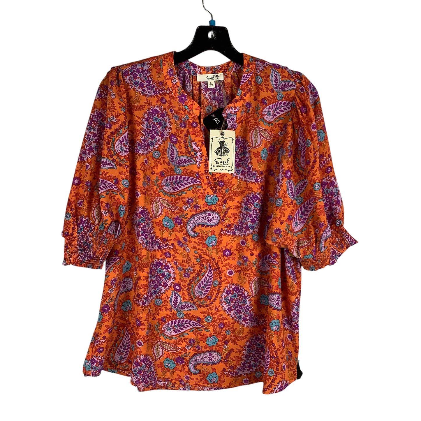 Top Short Sleeve By Easel In Orange, Size: L