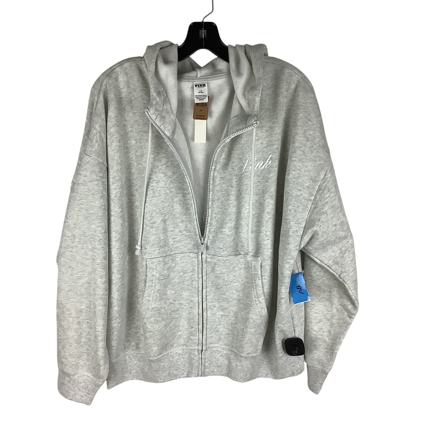 Jacket Fleece By Pink In Grey, Size: L