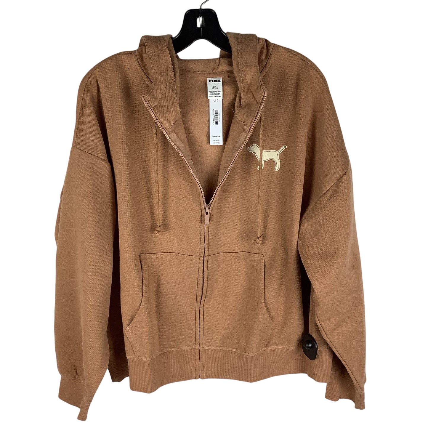 Jacket Fleece By Pink In Brown, Size: L