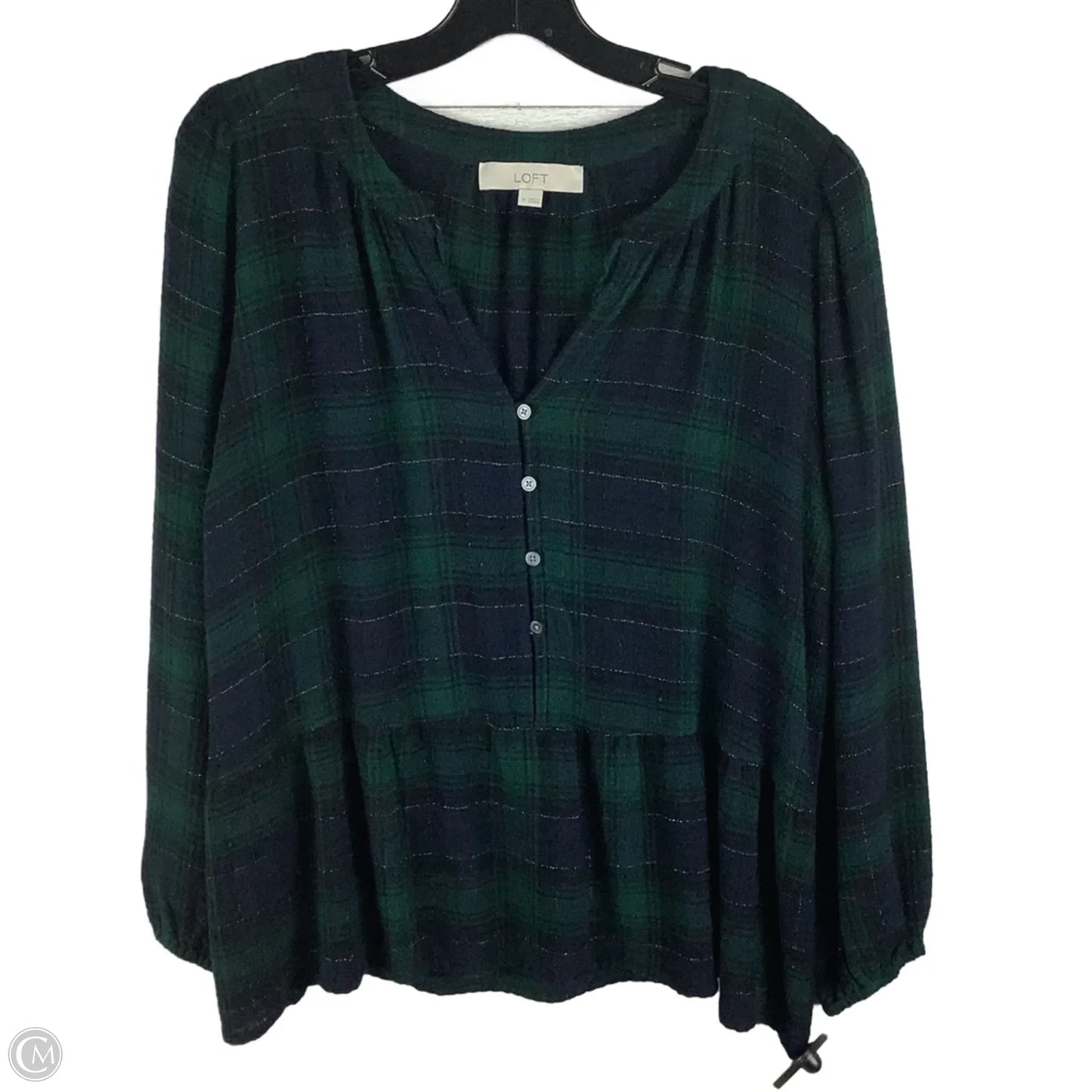 Top Long Sleeve By Loft In Green, Size: M