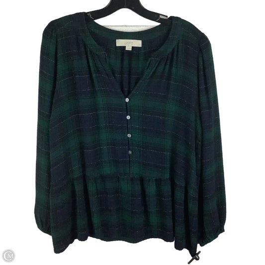 Top Long Sleeve By Loft In Green, Size: M