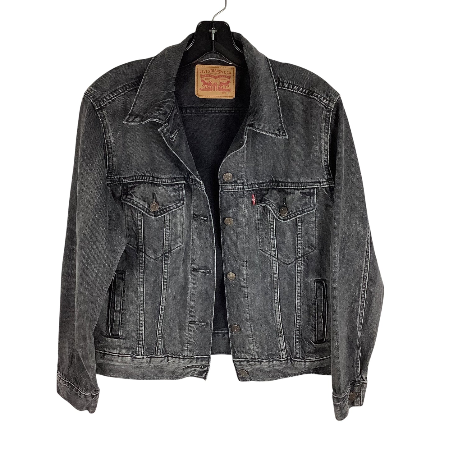 Jacket Denim By Levis In Black Denim, Size: S