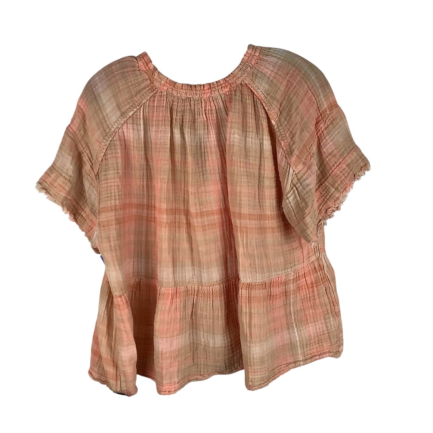 Top Short Sleeve By Anthropologie In Peach, Size: L