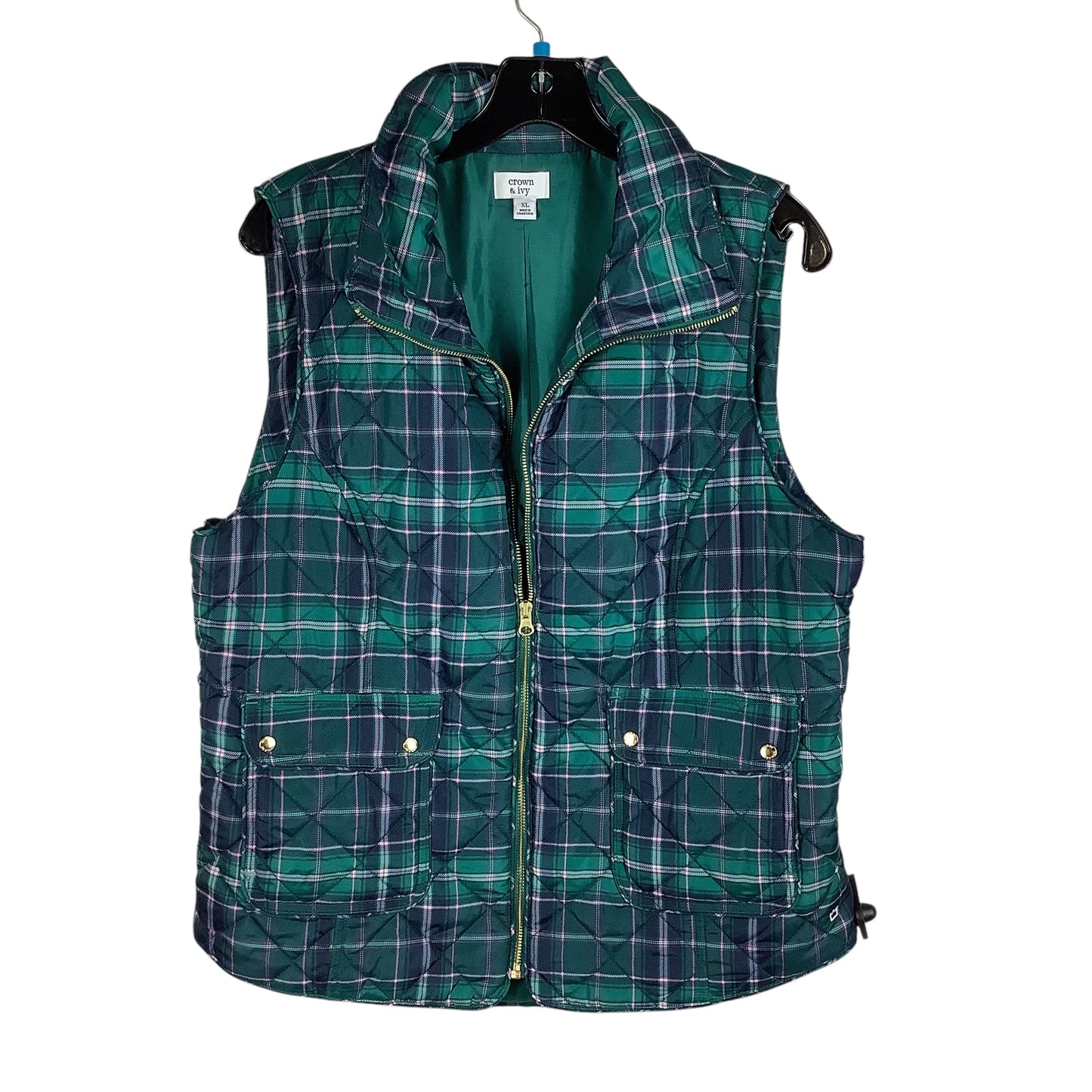 Vest Puffer & Quilted By Crown And Ivy In Green, Size: Xl