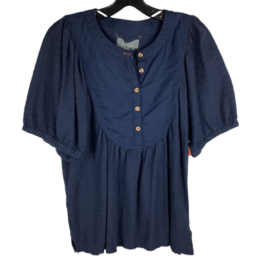 Top Short Sleeve By Anthropologie In Navy, Size: S