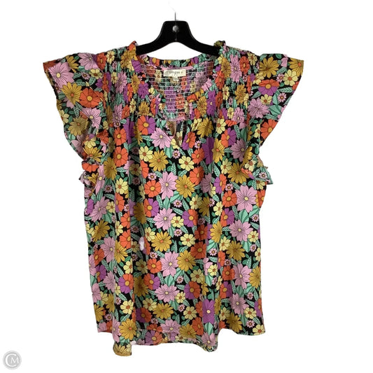 Top Short Sleeve By Umgee In Floral Print, Size: 2x
