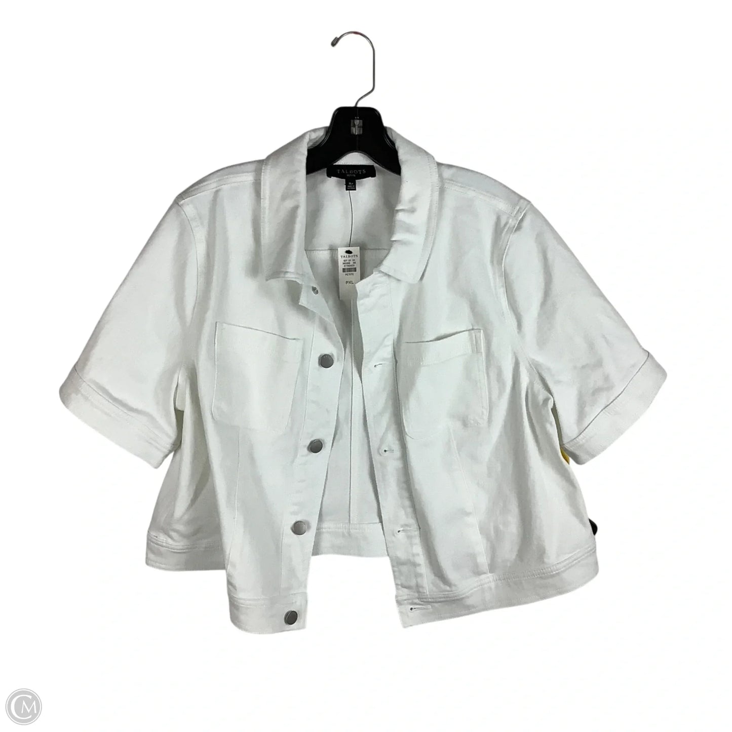 Top Short Sleeve By Talbots In White Denim, Size: Xl Petite