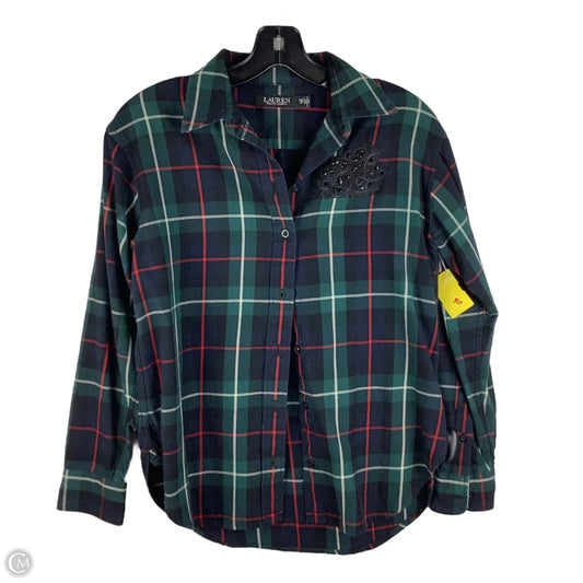 Top Long Sleeve By Lauren By Ralph Lauren In Plaid Pattern, Size: Xsp