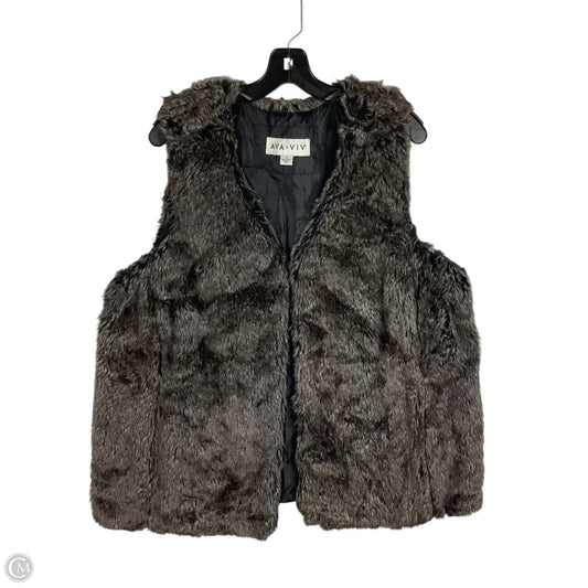 Vest Faux Fur & Sherpa By Ava & Viv In Black, Size: 1x