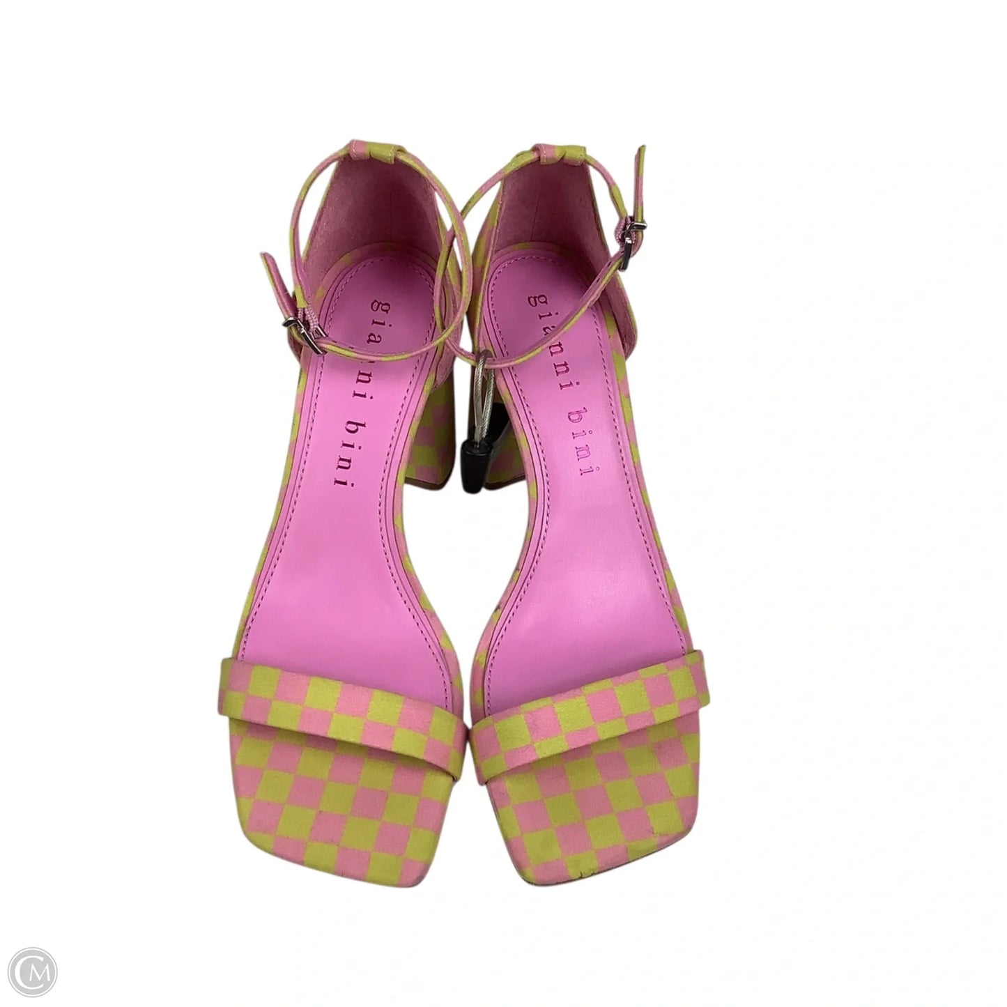 Sandals Heels Block By Gianni Bini In Green & Pink, Size: 8.5