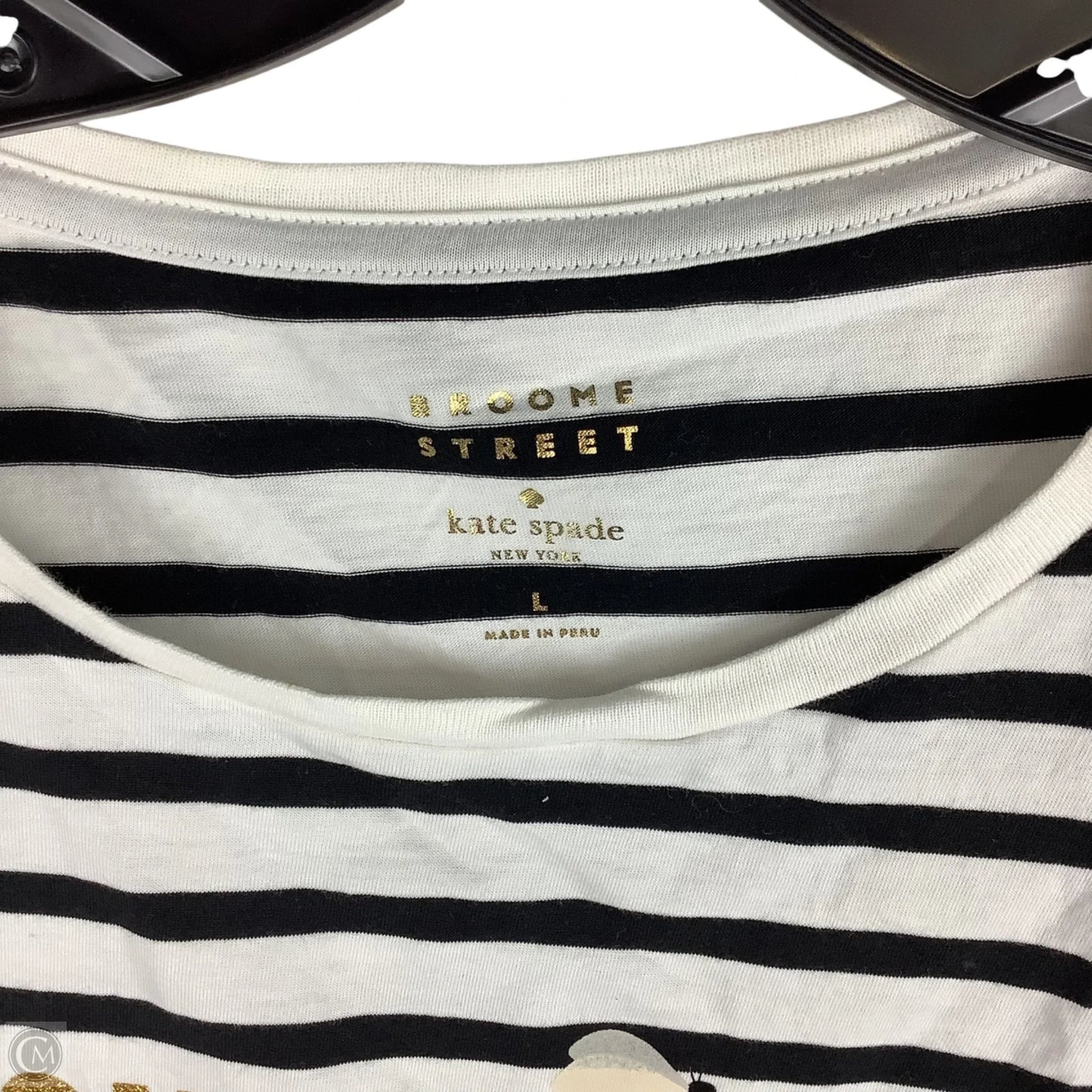 Top Short Sleeve Designer By Kate Spade In Striped Pattern, Size: L
