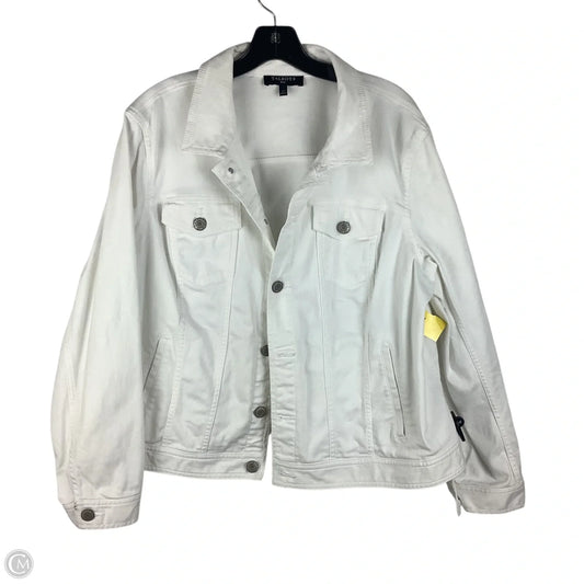 Jacket Denim By Talbots In White Denim, Size: 2x