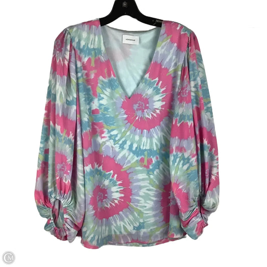 Top Long Sleeve By Adrienne In Blue & Pink, Size: Xl