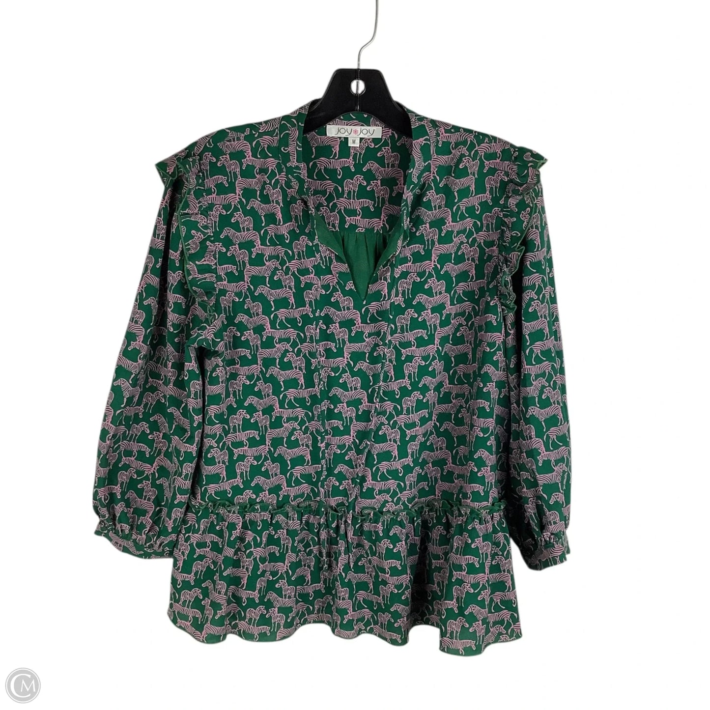 Top Long Sleeve By Joy Joy In Green, Size: M