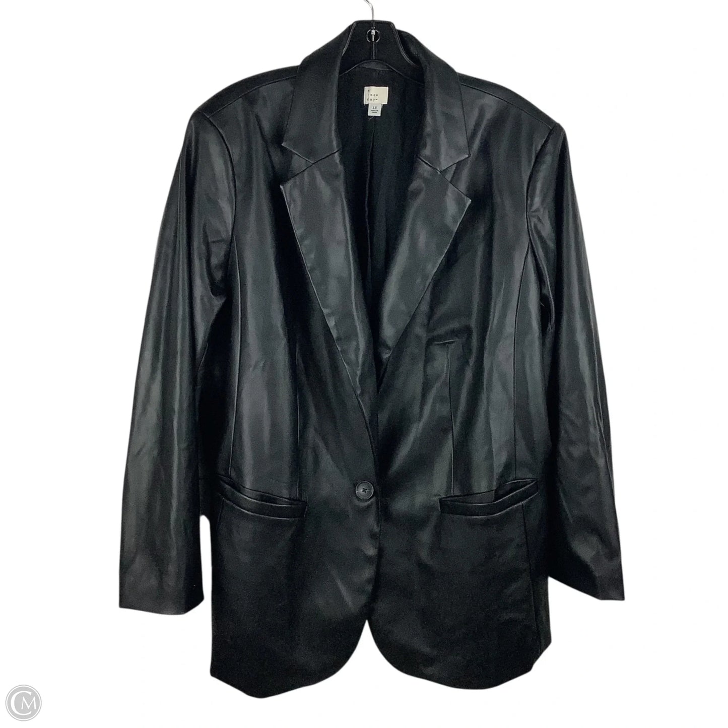 Jacket Faux Leather By A New Day In Black, Size: 2x