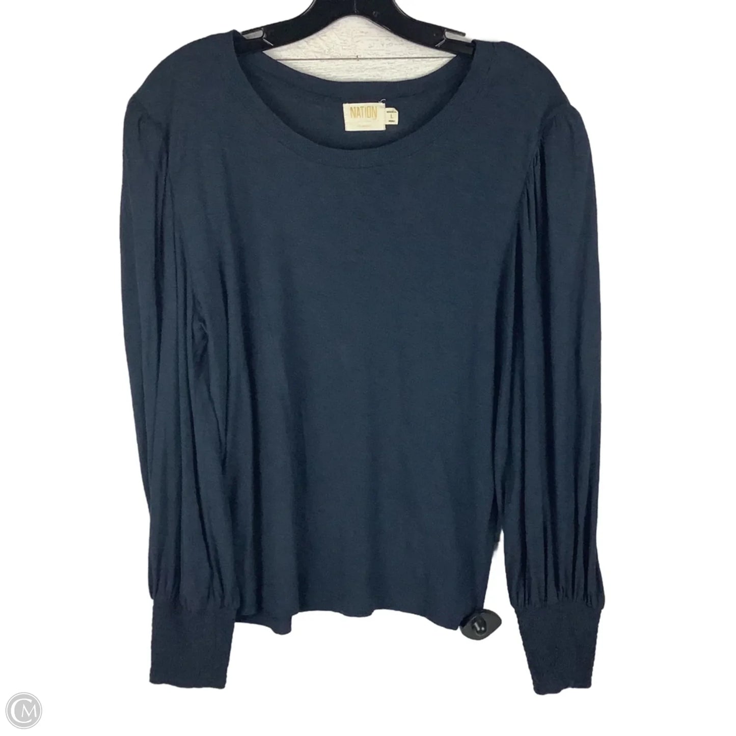 Top Long Sleeve By Nation In Navy, Size: L