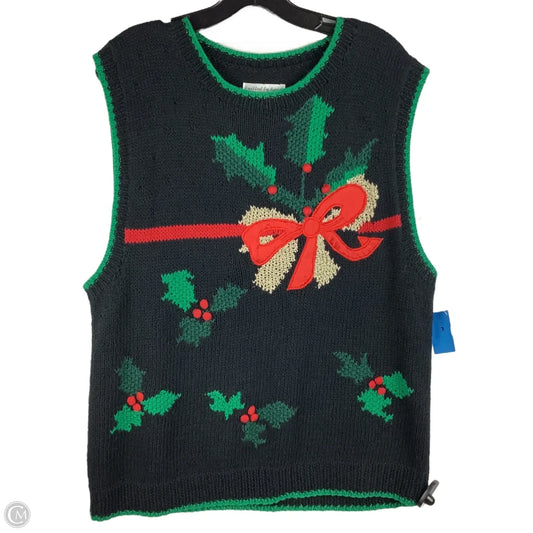 Vest Sweater By Clothes Mentor In Black & Green, Size: M