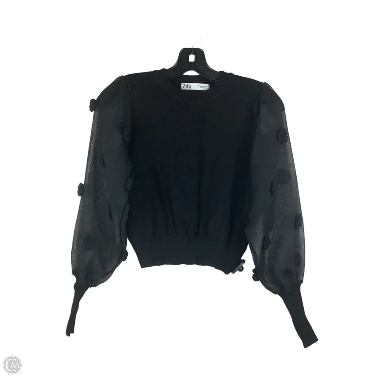 Top Long Sleeve By Zara In Black, Size: M