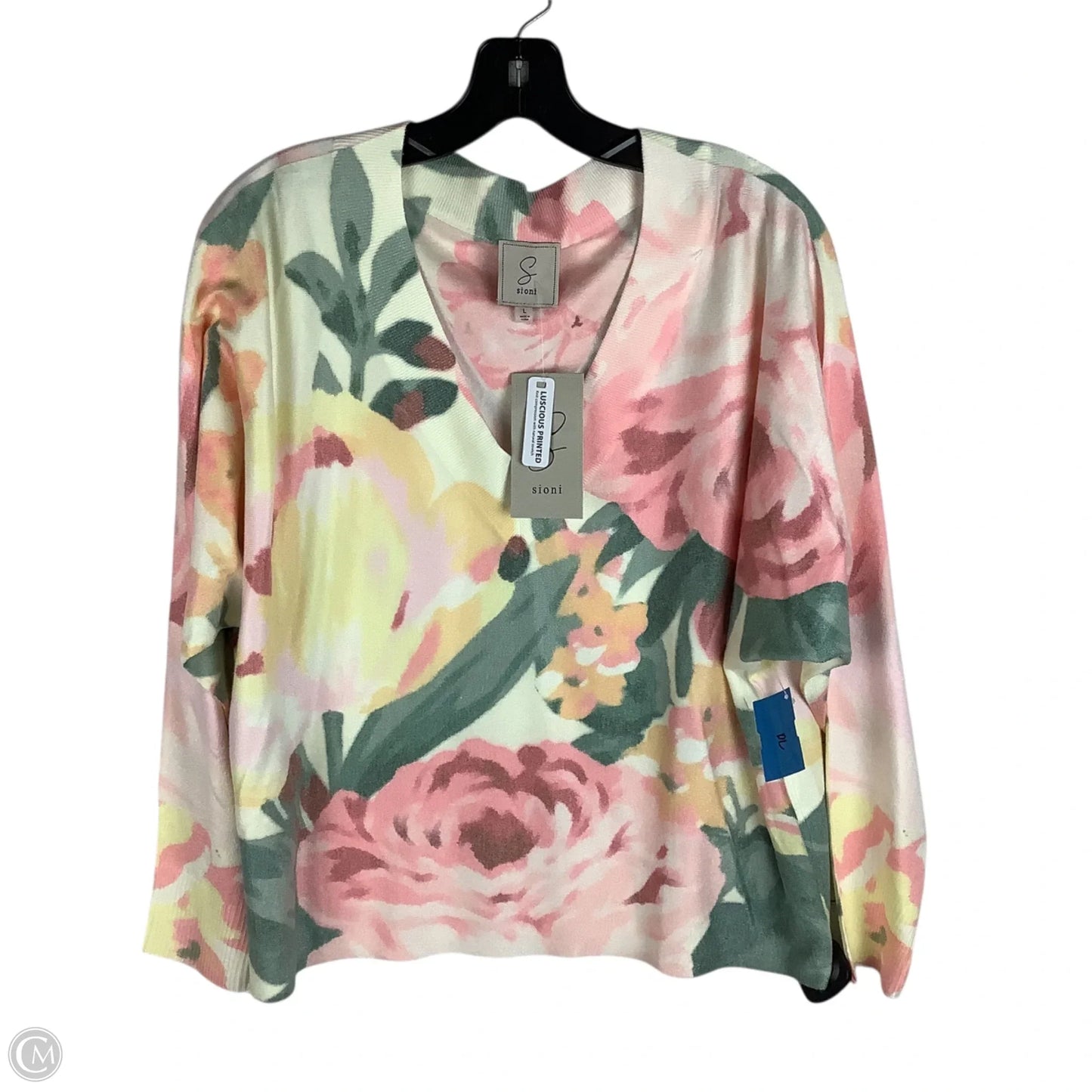 Sweater By Sioni In Floral Print, Size: L