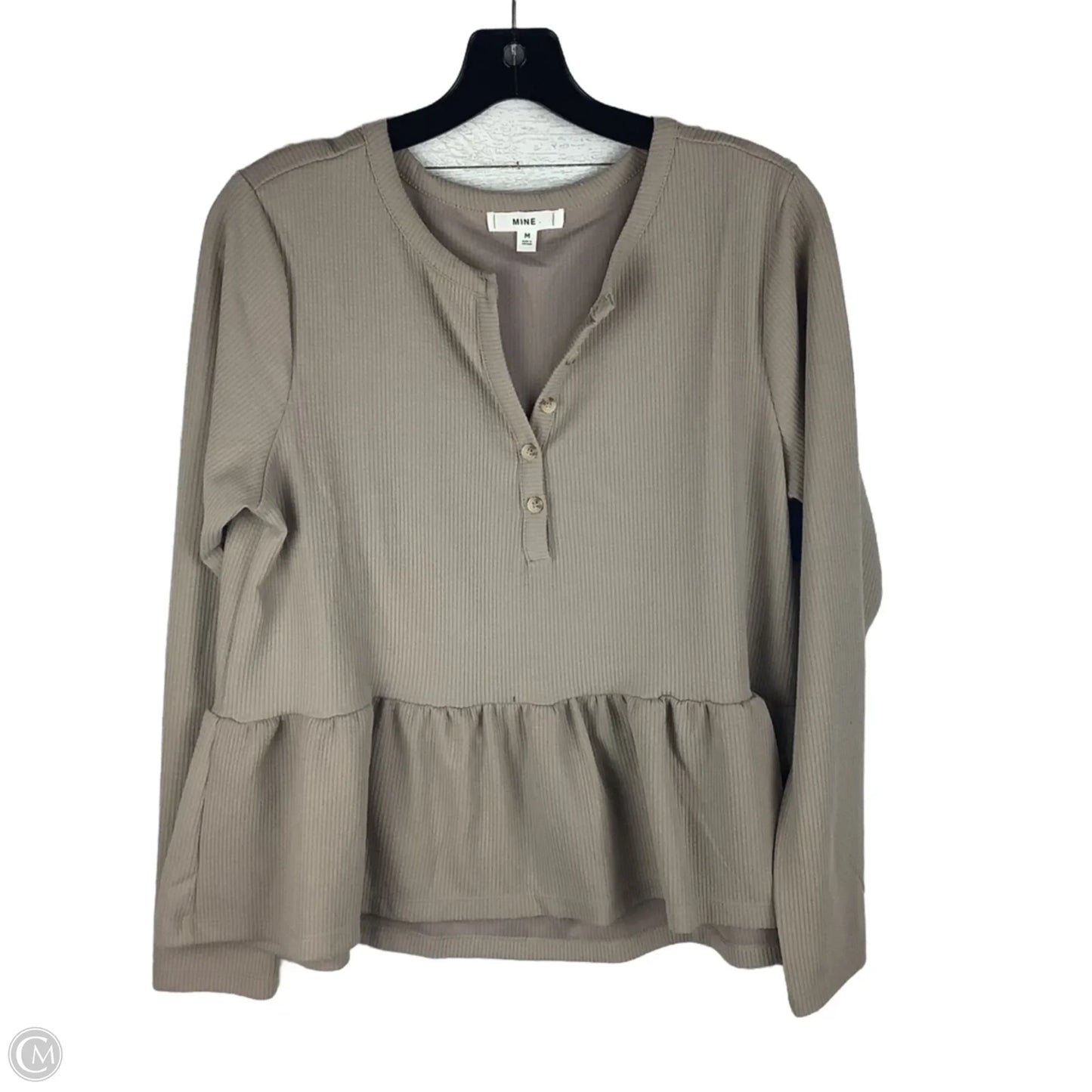 Top Long Sleeve By Mine In Brown, Size: M