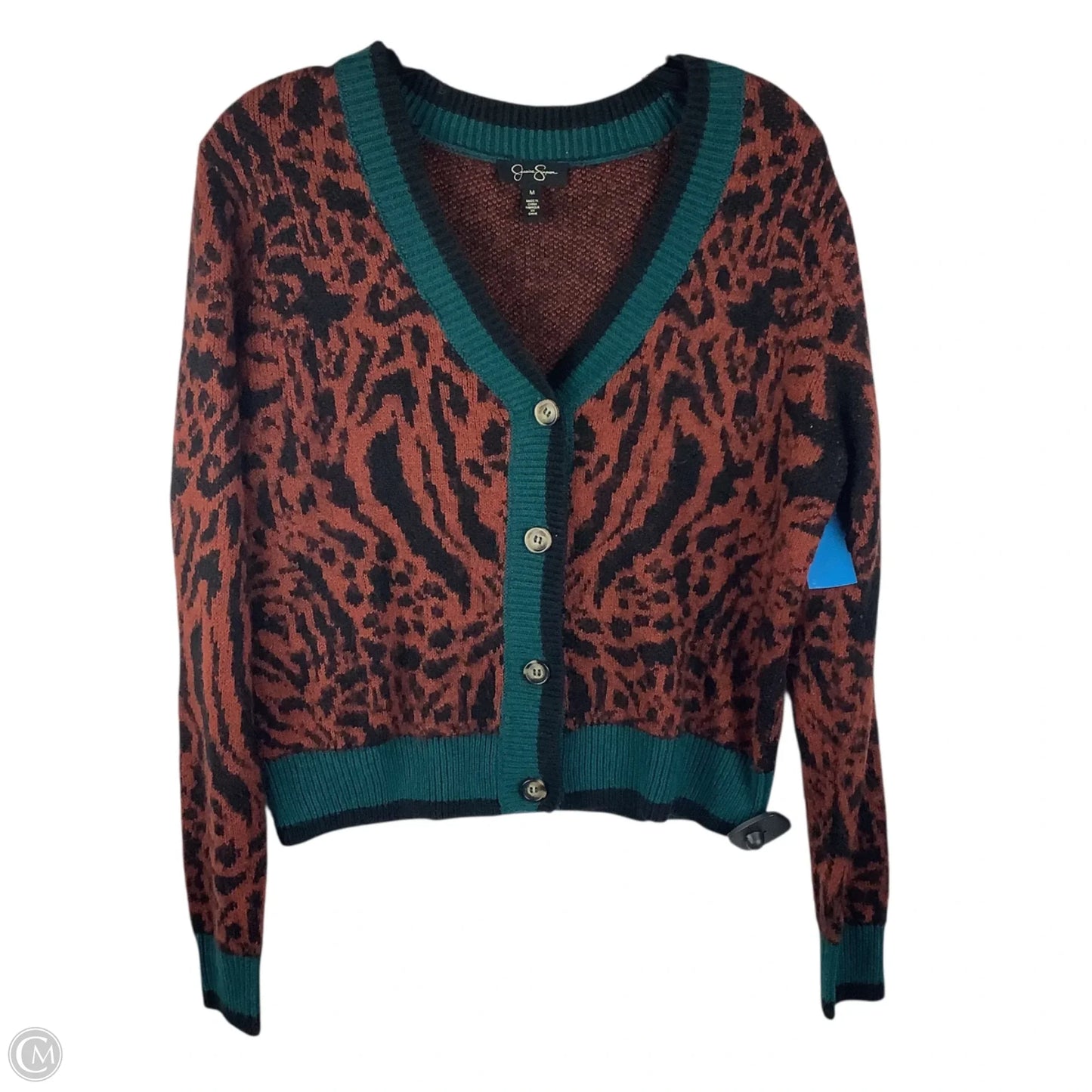 Sweater Cardigan By Jessica Simpson In Animal Print, Size: M