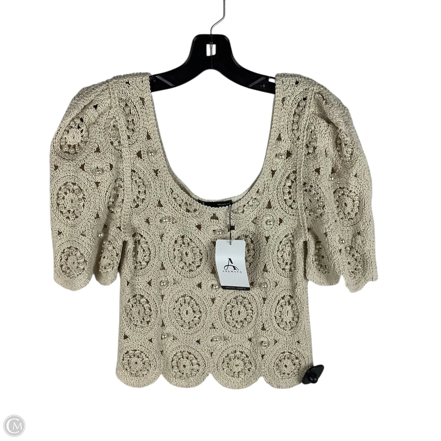 Sweater Short Sleeve By Clothes Mentor In Cream, Size: S